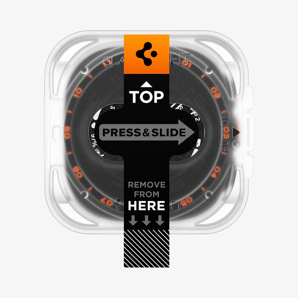Spigen GlastR EZ FIT skyddsfilm för Samsung Galaxy Watch Ultra2, härdat glas, set med 2 stycken AGL11758