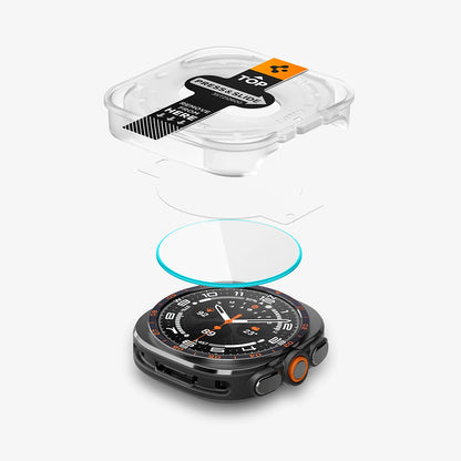 Spigen GlastR EZ FIT skyddsfilm för Samsung Galaxy Watch Ultra2, härdat glas, set med 2 stycken AGL11758