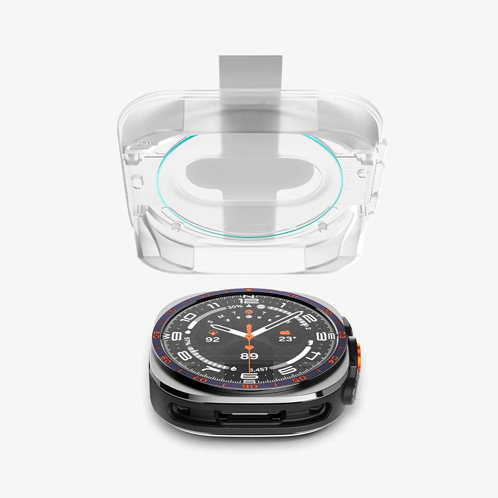 Spigen GlastR EZ FIT skyddsfilm för Samsung Galaxy Watch Ultra2, härdat glas, set med 2 stycken AGL11758