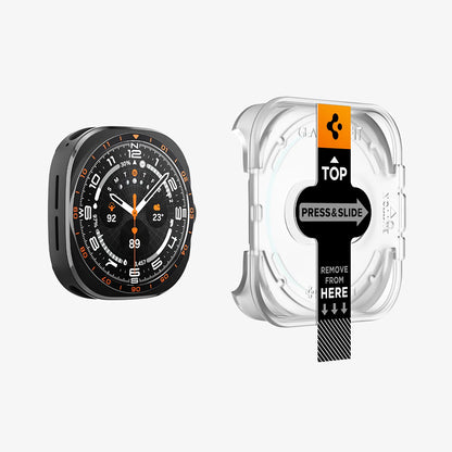 Spigen GlastR EZ FIT skyddsfilm för Samsung Galaxy Watch Ultra2, härdat glas, set med 2 stycken AGL11758
