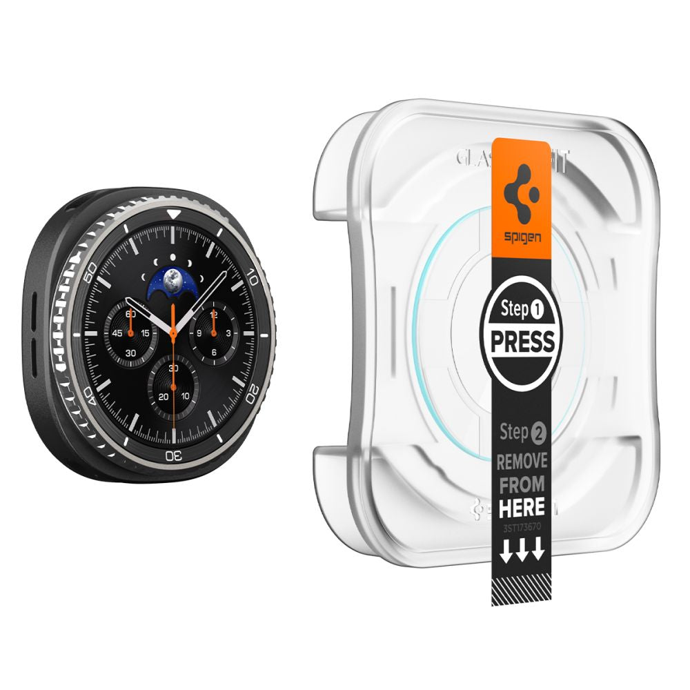 Spigen GlastR EZ FIT Skärmskydd för Samsung Galaxy Watch8 Classic, Set med 2 stycken, Härdat Glas AGL09877