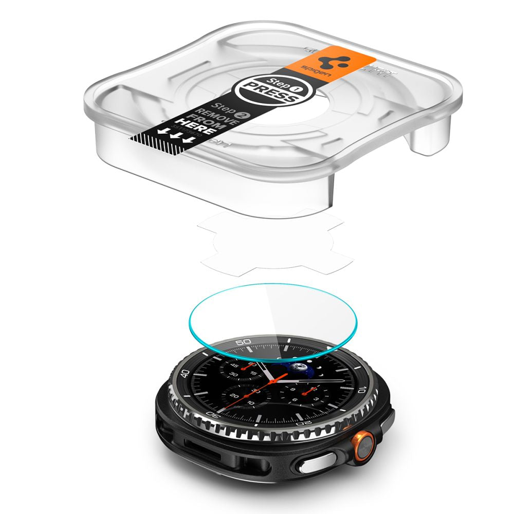Spigen GlastR EZ FIT Skärmskydd för Samsung Galaxy Watch8 Classic, Set med 2 stycken, Härdat Glas AGL09877