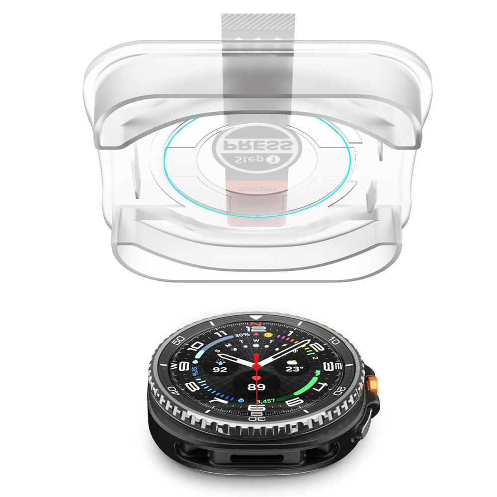Spigen GlastR EZ FIT Skärmskydd för Samsung Galaxy Watch8 Classic, Set med 2 stycken, Härdat Glas AGL09877