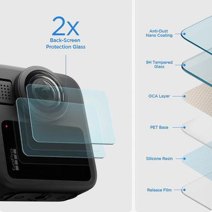 Skärmskydd Spigen GlastR Slim för GoPro Max 2, Set med 2 stycken, Härdat glas AGL11230