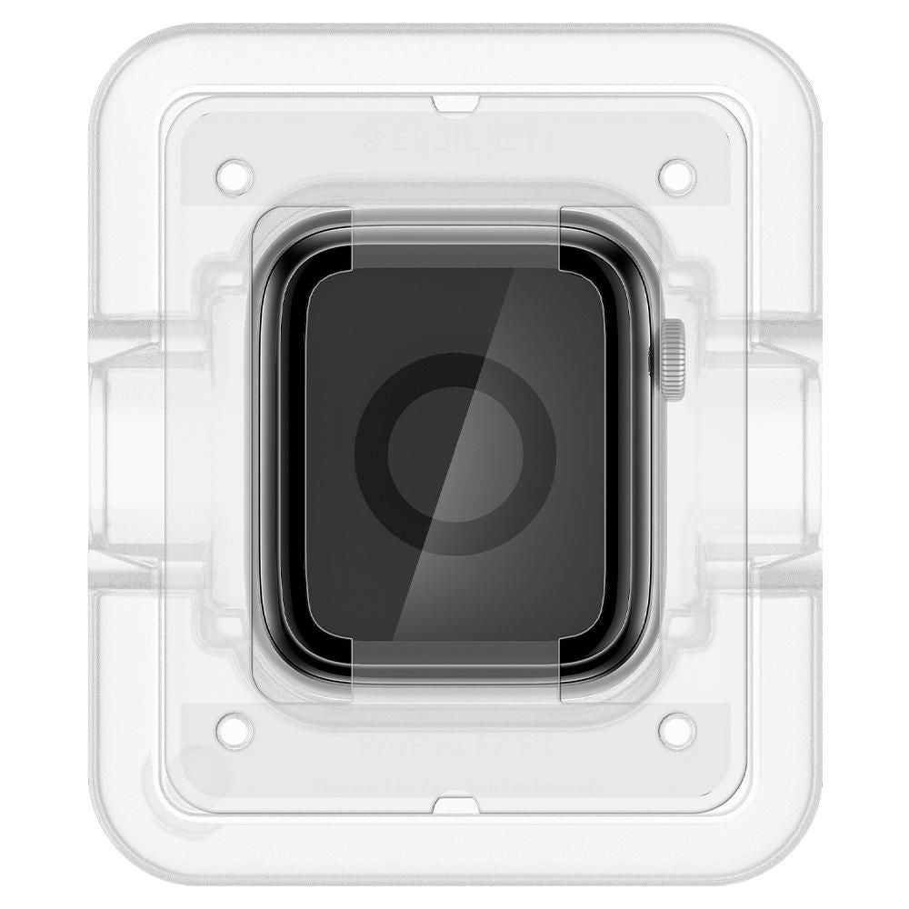 Spigen ProFlex EZ FIT skyddsfilm för Apple Watch 44mm Series, Set med 2 stycken, Flexibelt glas, Svart