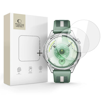 Tech-Protect Fit+ skyddsfilm för Huawei Watch GT 6 46mm, Set om 2 stycken, Härdat glas