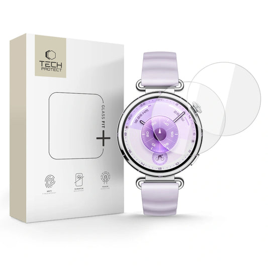 Skyddsfilm Tech-Protect Fit+ för Huawei Watch GT 6 41mm, Set med 2 stycken, Härdat glas