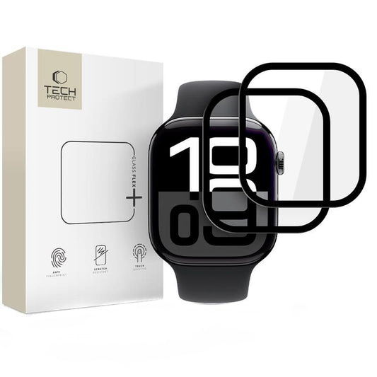 Skyddsfilm Tech-Protect Flex+ för Apple Watch 46mm Series, Set med 2 stycken, Flexibelt Glas, Svart