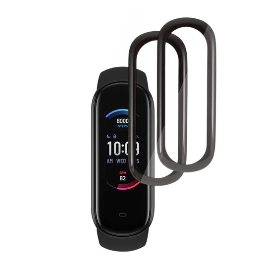 Skyddsfilm Techsuit Nano Flex för Amazfit Band 5, Set med 2 stycken, Plast, Svart