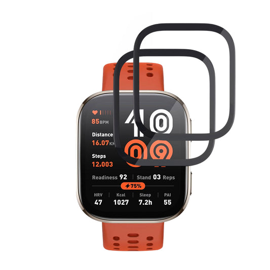 Skyddsfilm Techsuit Nano Flex för Amazfit Bip 6, Set med 2 stycken, Plast, Svart