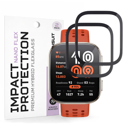 Skyddsfilm Techsuit Nano Flex för Amazfit Bip 6, Set med 2 stycken, Plast, Svart