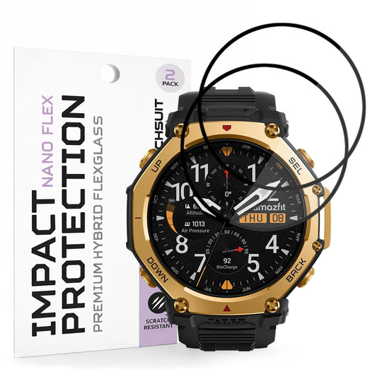 Skyddsfilm Techsuit Nano Flex för Amazfit T-Rex 3 Pro 48mm, Set med 2 stycken, Plast, Svart