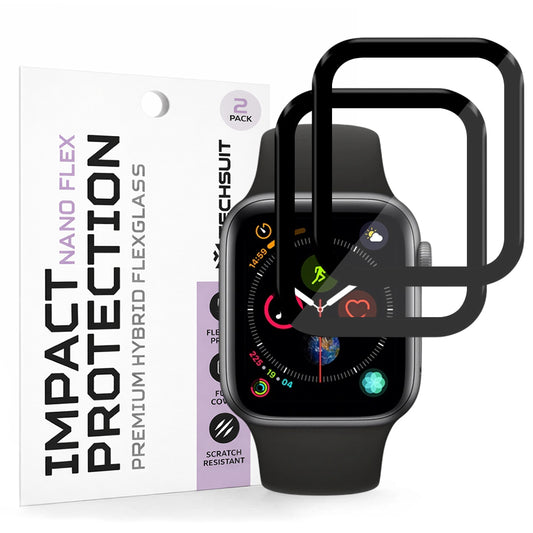 Skyddsfilm Techsuit Nano Flex för Apple Watch 40mm Series, Set med 2 stycken, Plast, Svart