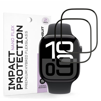 Skyddsfilm Techsuit Nano Flex för Apple Watch Series 10 / 11 46mm, Set med 2 stycken, Plast, Svart