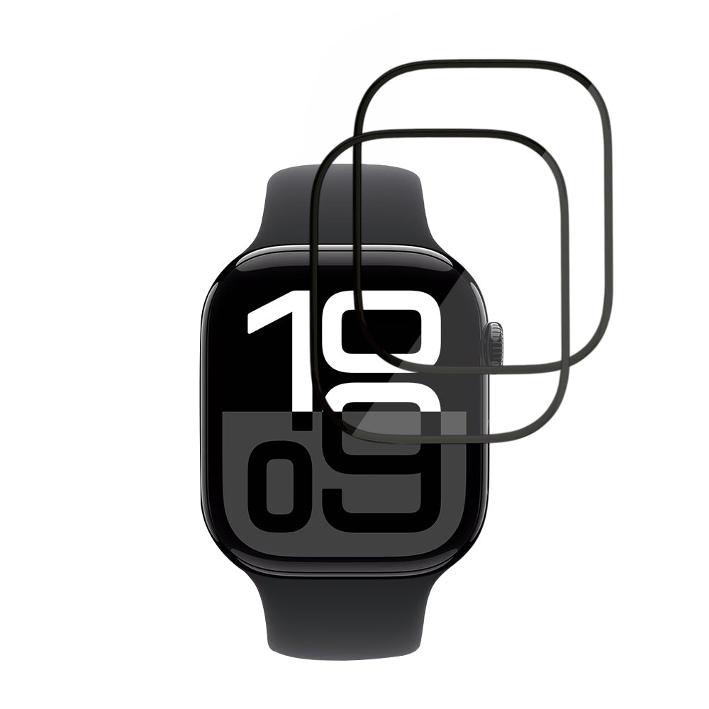 Skyddsfilm Techsuit Nano Flex för Apple Watch Series 10 / 11 46mm, Set med 2 stycken, Plast, Svart