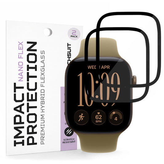 Techsuit Nano Flex skyddsfilm för Apple Watch Series 12 42 mm, plast, 2-pack, svart