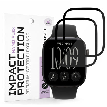 Techsuit Nano Flex skyddsfilm för Apple Watch Series 12 46mm, Set om 2 stycken, Plast, Svart