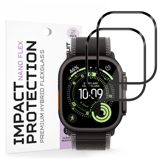 Skyddsfilm Techsuit Nano Flex för Apple Watch Ultra Series, Set med 2 stycken, Plast, Svart