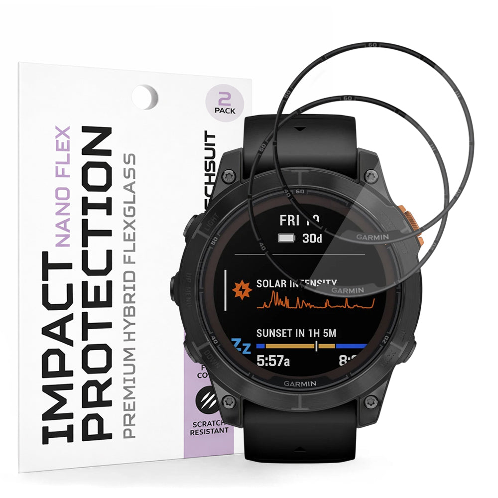 Skyddsfilm Techsuit Nano Flex för Garmin Fenix 7 Pro Solar, Set med 2 stycken, Plast, Svart