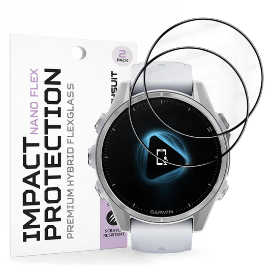 Skyddsfilm Techsuit Nano Flex för Garmin Fenix 8 43mm, Set med 2 stycken, Plast, Svart