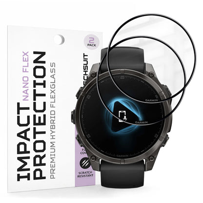 Skyddsfilm Techsuit Nano Flex för Garmin Fenix 8 Pro 47mm / 8 47mm, Set med 2 stycken, Plast, Svart