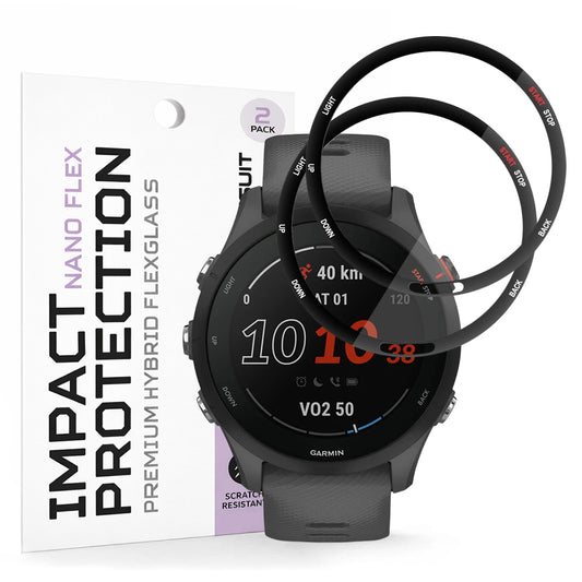 Skyddsfilm Techsuit Nano Flex för Garmin Forerunner 255 Music / 255, Set med 2 stycken, Plast, Svart