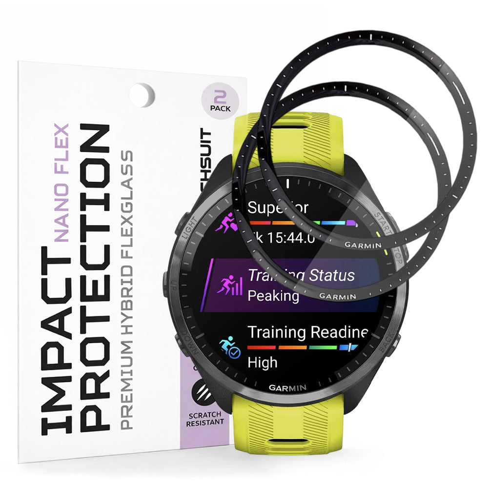 Skyddsfilm Techsuit Nano Flex för Garmin Forerunner 965, Set med 2 stycken, Plast, Svart