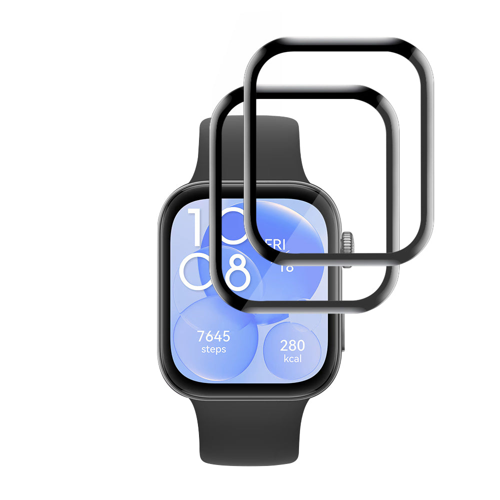 Skyddsfilm Techsuit Nano Flex för Huawei Watch Fit 3, Set med 2 stycken, Plast, Svart