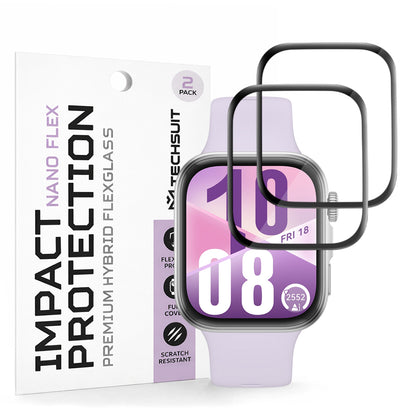 Skyddsfilm Techsuit Nano Flex för Huawei Watch Fit 4, Set med 2 stycken, Plast, Svart
