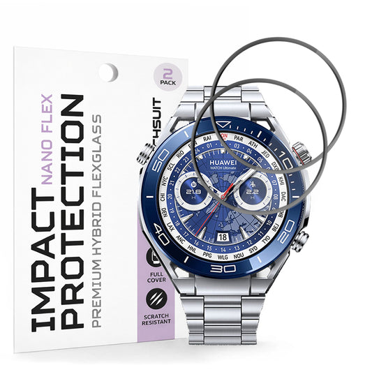 Skyddsfilm Techsuit Nano Flex för Huawei Watch Ultimate 2 / Ultimate, Set med 2 stycken, Plast, Svart