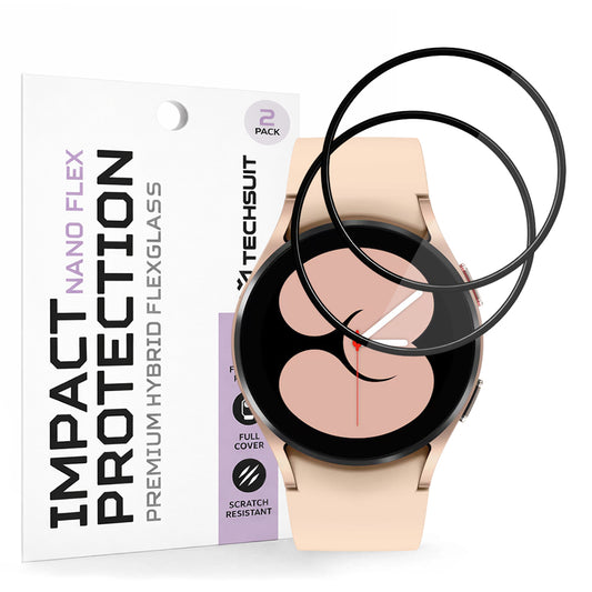 Skyddsfilm Techsuit Nano Flex för Samsung Galaxy Watch4 40mm, Set med 2 stycken, Plast, Svart