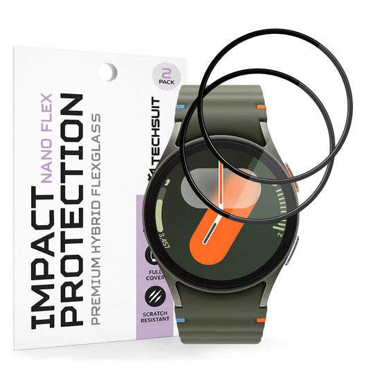 Skyddsfilm Techsuit Nano Flex för Samsung Galaxy Watch7 40mm, Set med 2 stycken, Plast, Svart