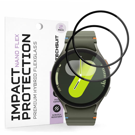Skyddsfilm Techsuit Nano Flex för Samsung Galaxy Watch7 44mm, Set med 2 stycken, Plast, Svart