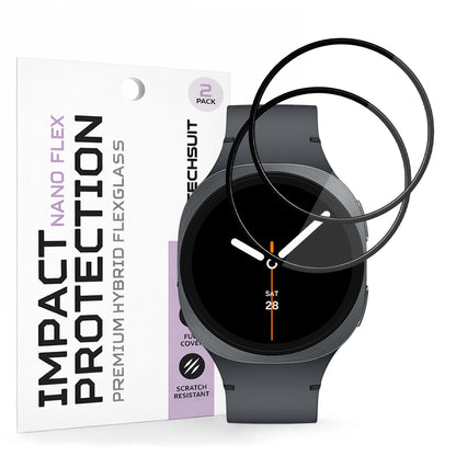Skyddsfilm Techsuit Nano Flex för Samsung Galaxy Watch8 40mm, Set med 2 stycken, Plast, Svart