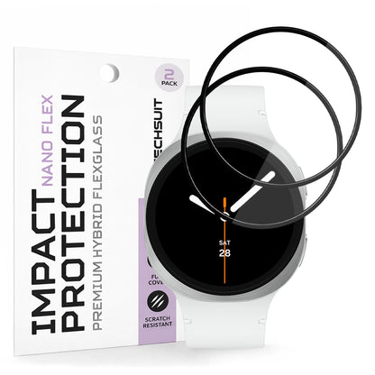 Techsuit Nano Flex Protection Film for Samsung Galaxy Watch8 44mm, Set of 2 pieces, Plastic, Black