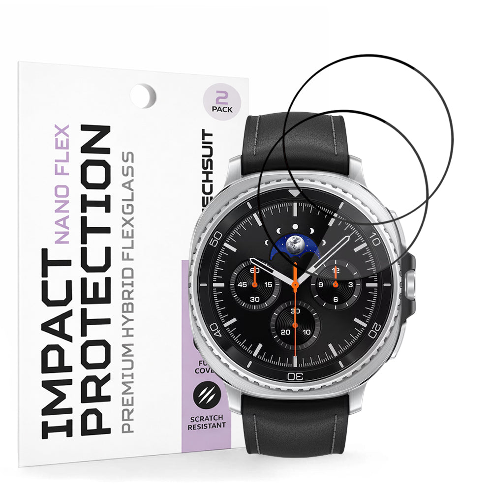 Skyddsfilm Techsuit Nano Flex för Samsung Galaxy Watch8 Classic, Set med 2 stycken, Plast, Svart