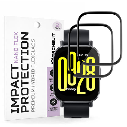 Techsuit Nano Flex Protection Film for Xiaomi Redmi Watch 5 Active, Set of 2 Pieces, Plastic, Black