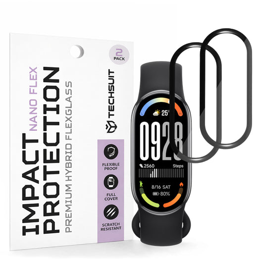 Skyddsfilm Techsuit Nano Flex för Xiaomi Smart Band 10, Set med 2 stycken, Plast, Svart