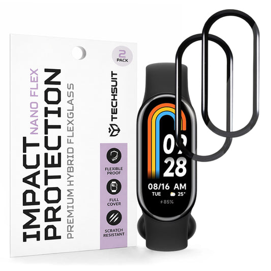 Skyddsfilm Techsuit Nano Flex för Xiaomi Smart Band 8, Set med 2 stycken, Plast, Svart