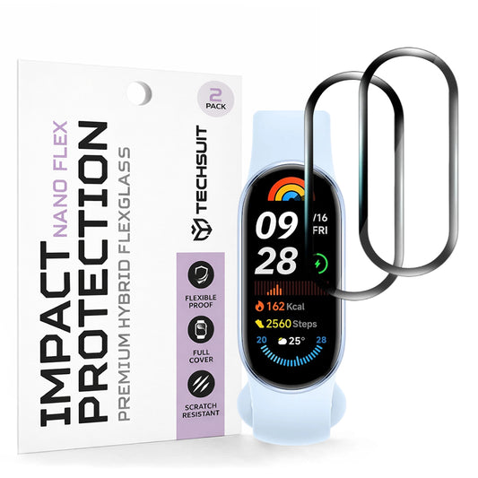 Skyddsfilm Techsuit Nano Flex för Xiaomi Smart Band 9, Set med 2 stycken, Plast, Svart