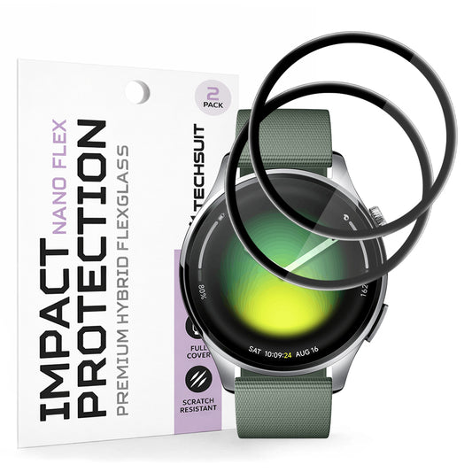 Skyddsfilm Techsuit Nano Flex för Xiaomi Watch 5, Set med 2 stycken, Plast, Svart