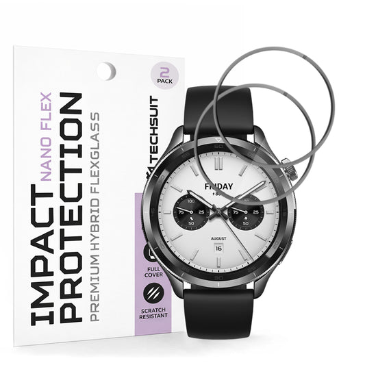 Skyddsfilm Techsuit Nano Flex för Xiaomi Watch S4, Set med 2 stycken, Plast, Svart