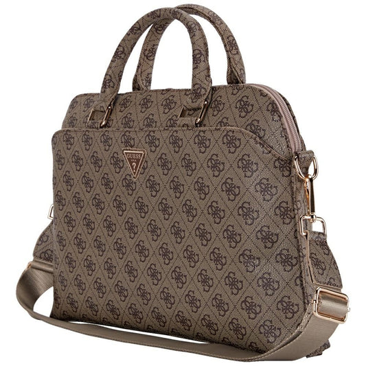 Guess 4G Triangle Logo väska för 15-tums laptop, Brun