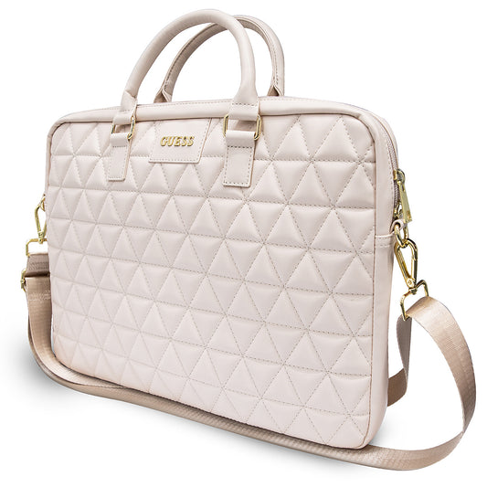 Guess Quilted-väska för 15-tums laptop, Rosa