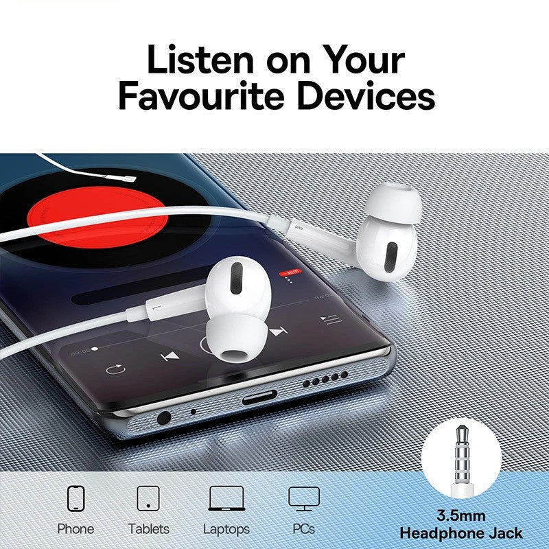 Handsfree 3.5mm Baseus Encok H18, Vit