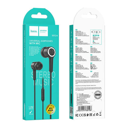 Handsfree 3.5mm HOCO M104, Svart