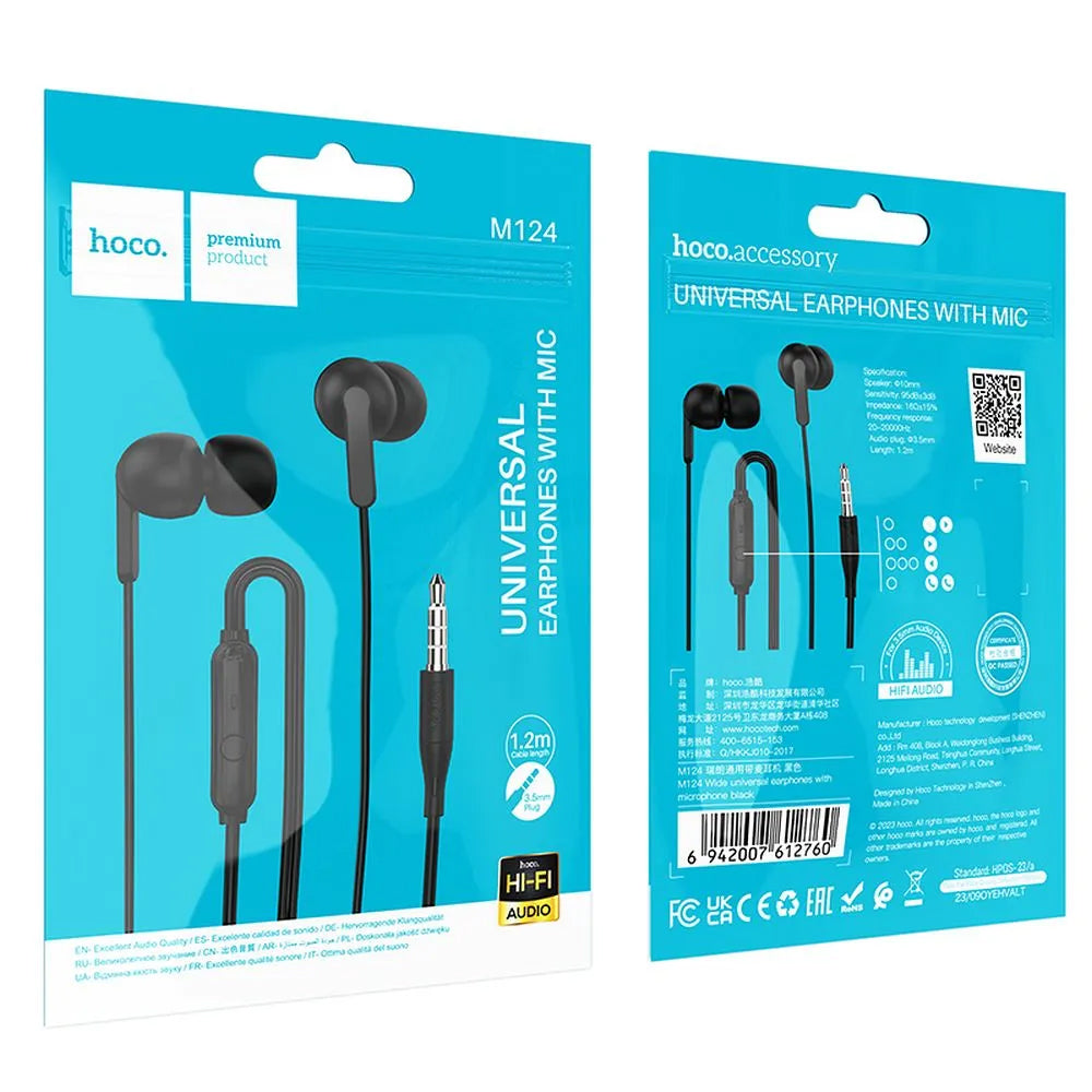 Handsfree 3.5mm HOCO M124, Svart