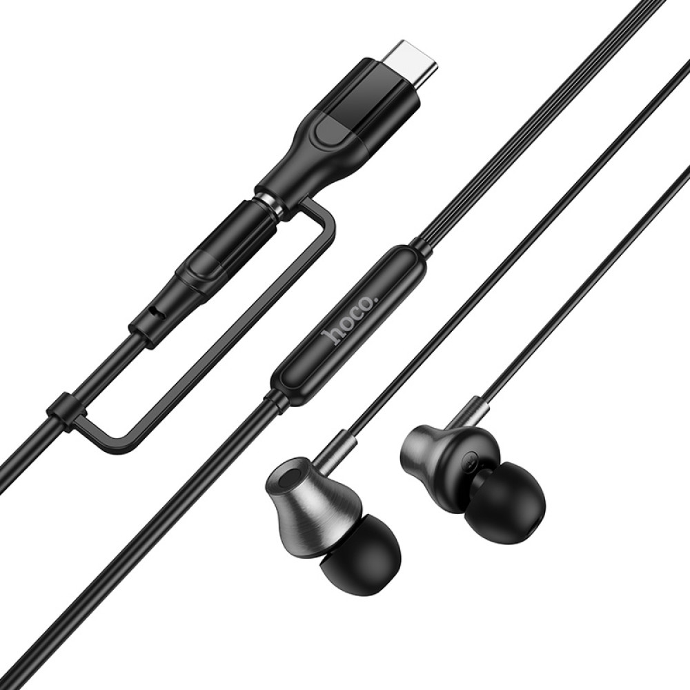 Handsfree 3,5 mm / USB-C HOCO M119A, Svart