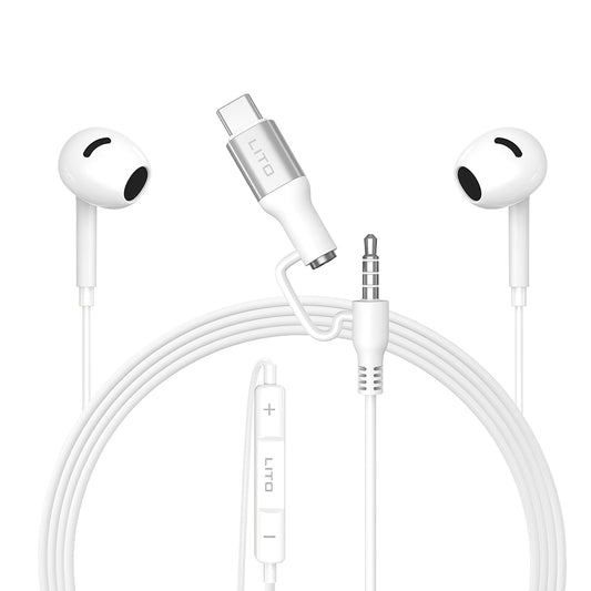 Handsfree 3.5mm / USB-C Lito LF03, Vit