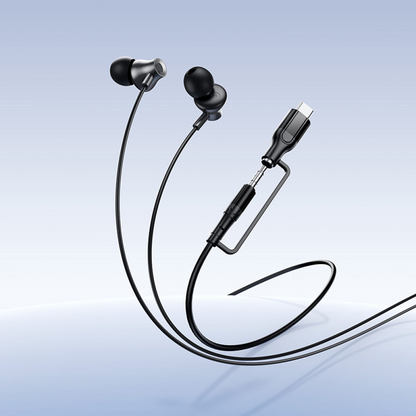 Handsfree 3,5 mm / USB-C HOCO M119A, Svart